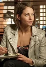 willa holland silver leather jacket