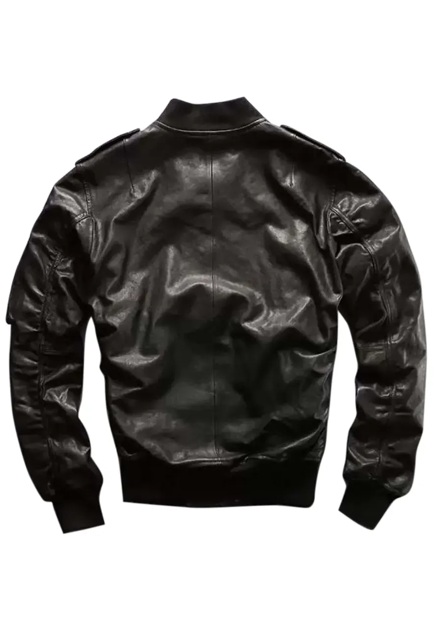 Avirex Ace of Spades Leather Bomber Jacket avirex ace of spades bomber black leather jacket