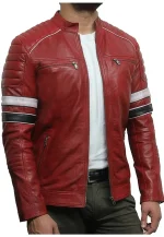 biker red leather jacket