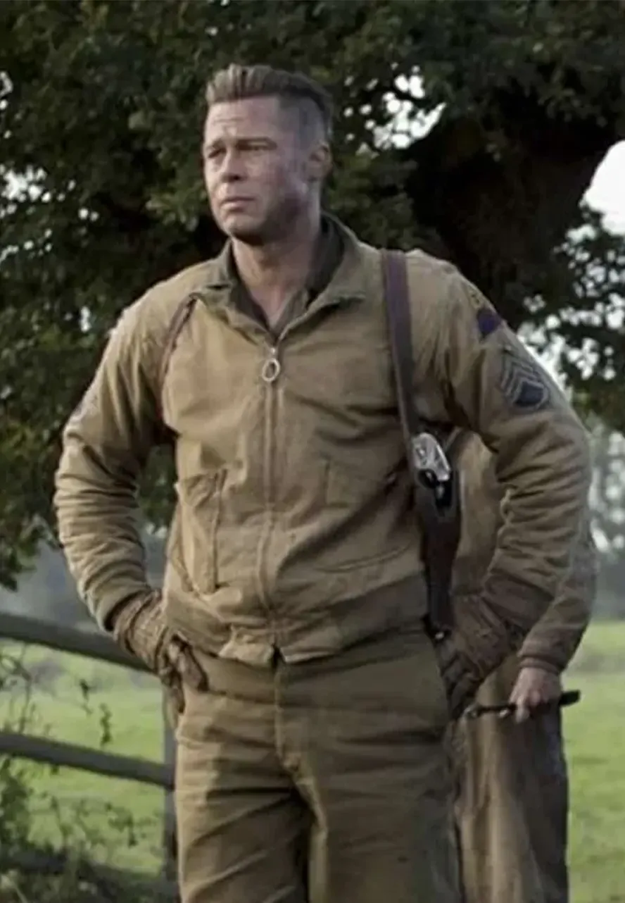 Brad Pitt Fury Wardaddy Military Jacket brad fury wardaddy military jacket