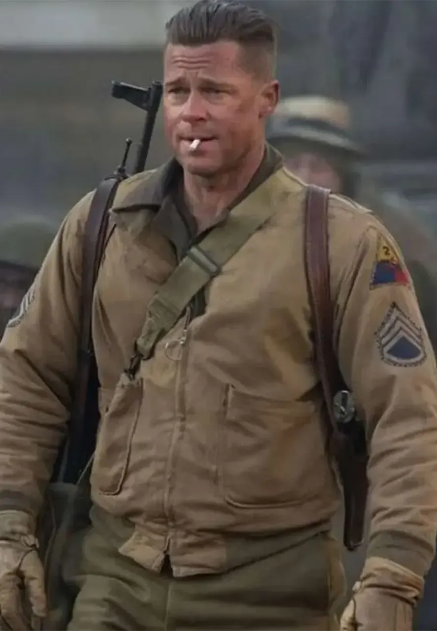 Brad Pitt Fury Wardaddy Military Jacket brad pitt wardaddy military jacket