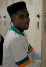 caleb mclaughlin white bomber jacket