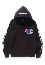 champion bape black hoodie