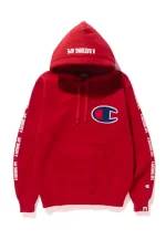 champion bape red hoodie