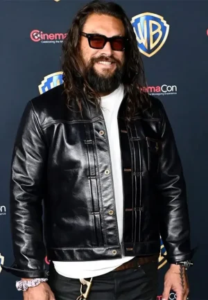 cinemacon 2026 jason momoa black leather jacket