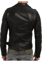 cropped black leather biker jacket