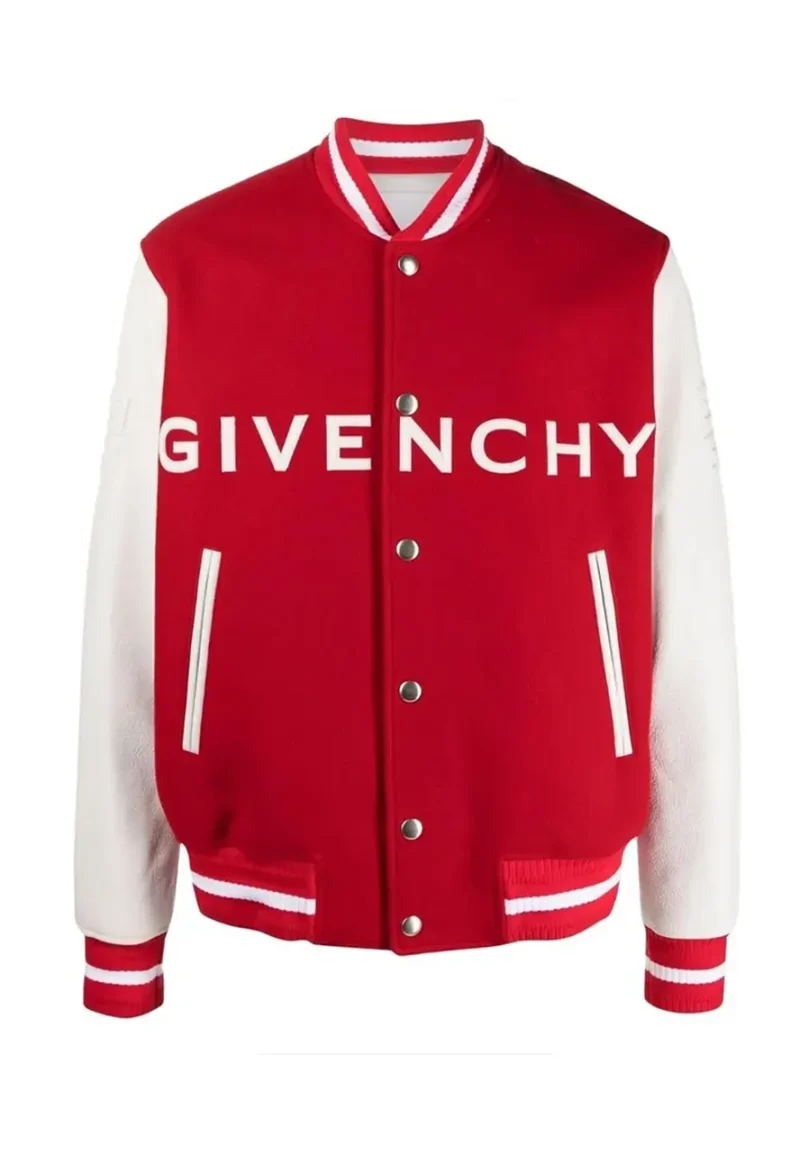 givenchy red and white varsity jacket