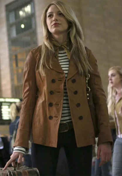 gossip girl serena van woodsen brown peacoat