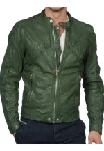 green leather biker jacket