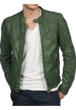 green leather jacket