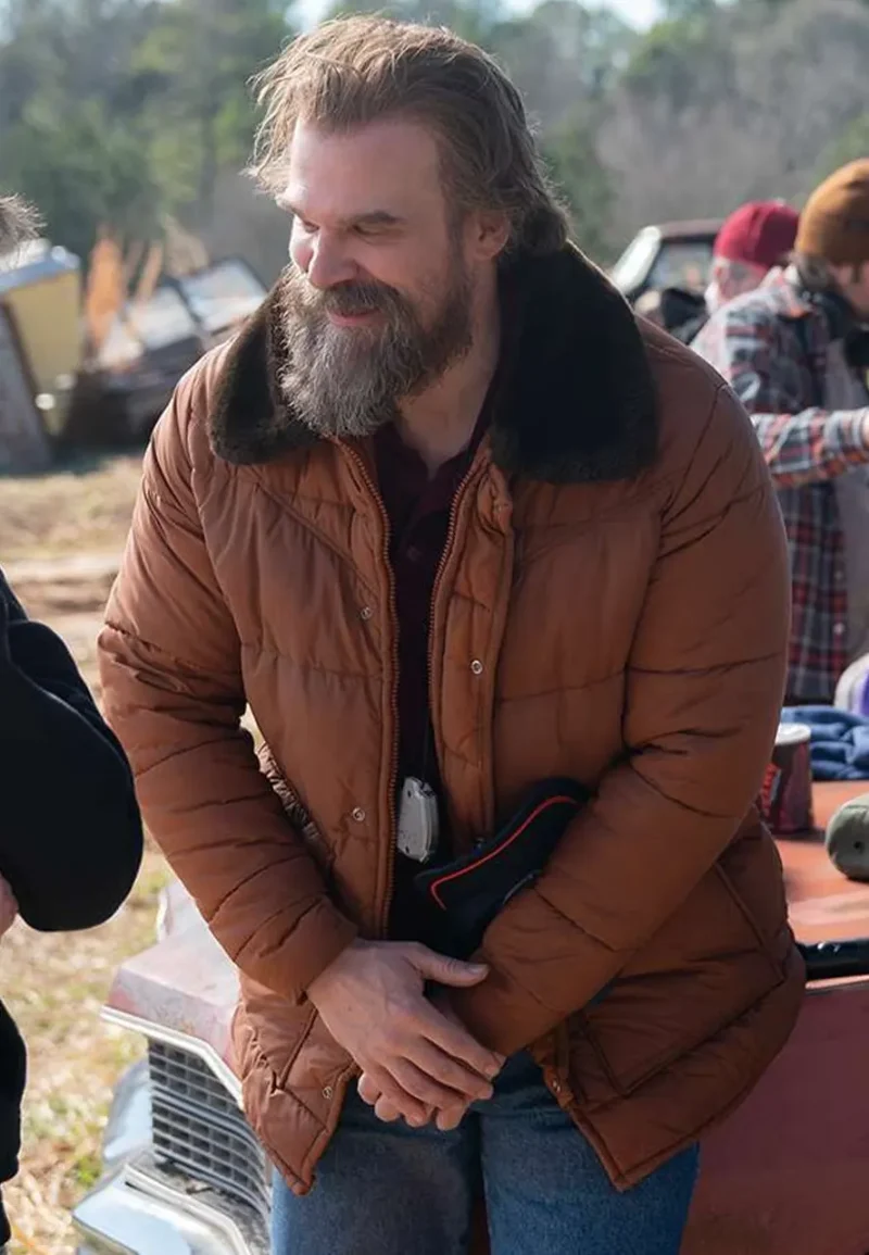 jim hopper brown puffer jacket