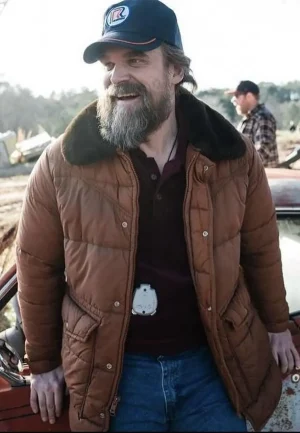 jim hopper stranger things brown puffer jacket