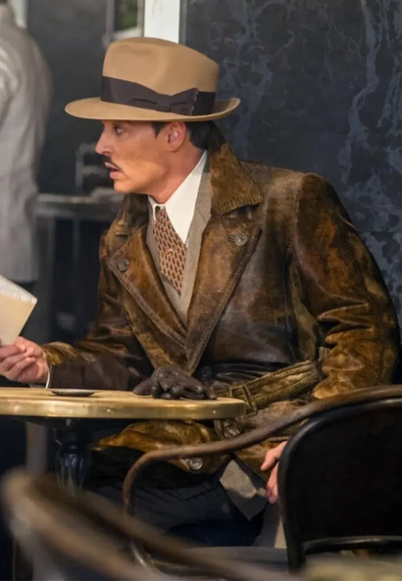 johnny depp murder on the orient express leather coat