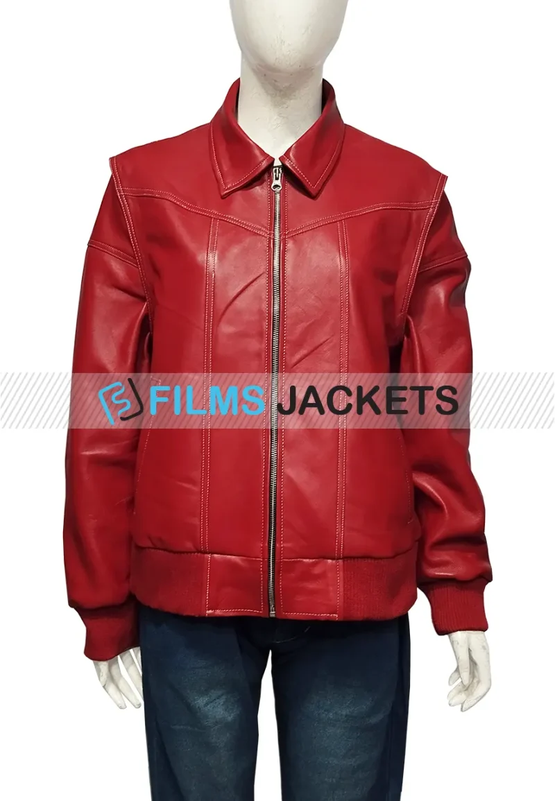 mika abdalla red bomber jacket