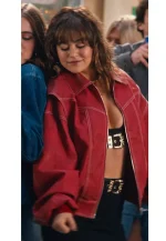 mika abdalla red leather jacket