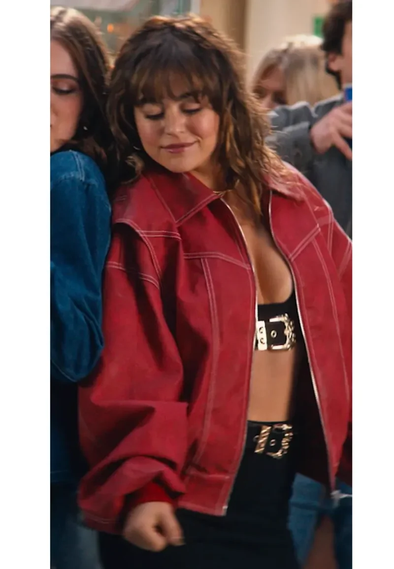 mika abdalla red leather jacket