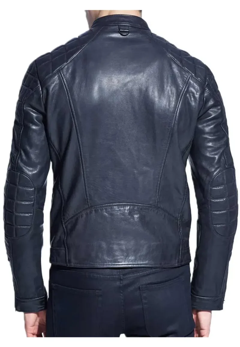 motorcycle blue leather jacket