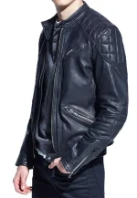 motorcycle blue leather jacket for sale