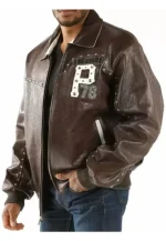 pelle pelle brown legendary studded jacket