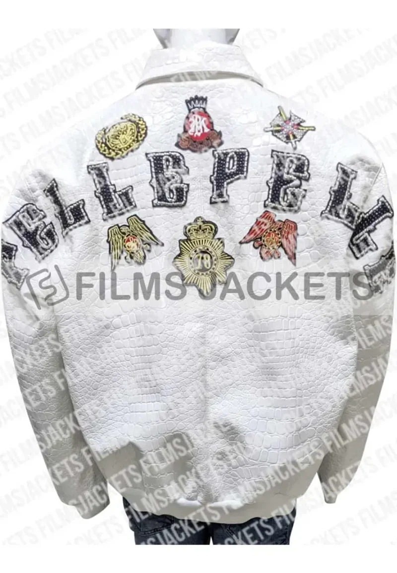 pelle pelle white decorated crocodile jacket