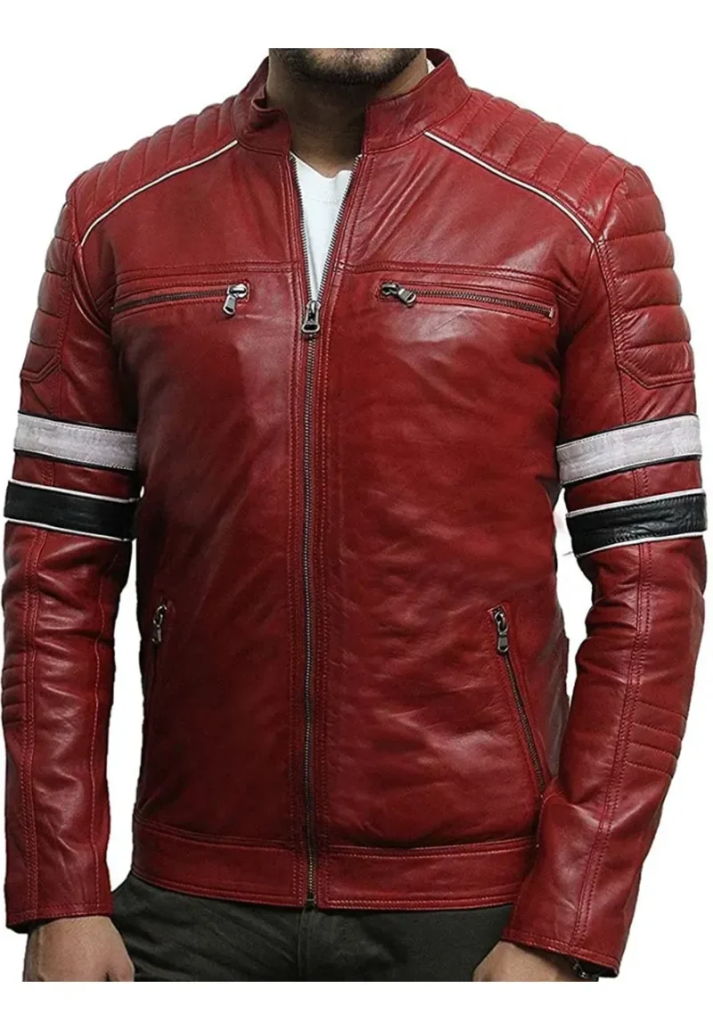 red leather biker jacket