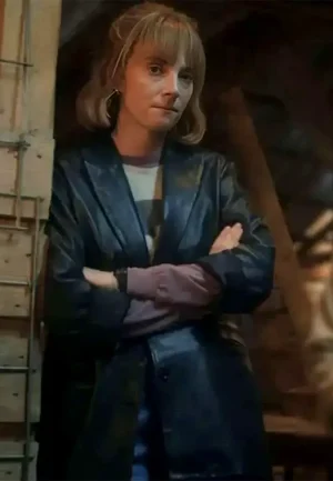 robin buckley black leather coat
