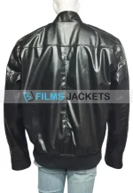 steve rogers black leather bomber jacket