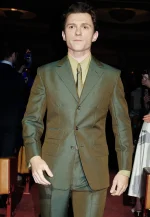 the odyssey premiere in paris tom holland green blazer