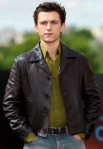 tom holland brown leather jacket