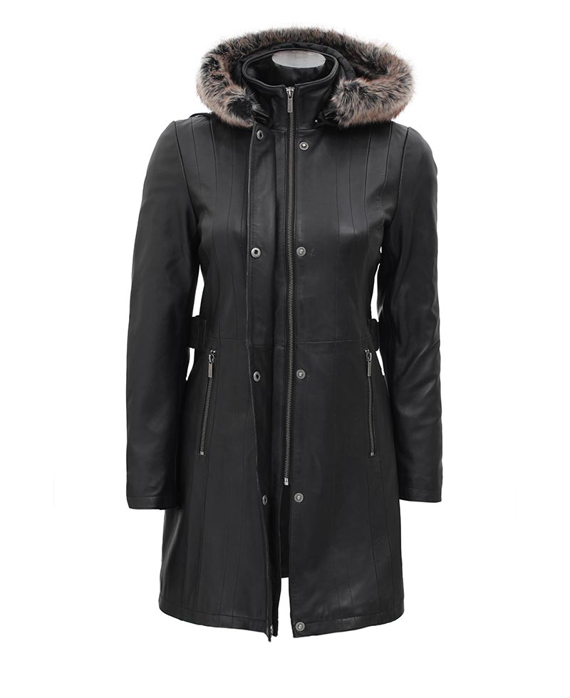 Women Black Fur Hooded Coat women-black-fur-hooded-coat