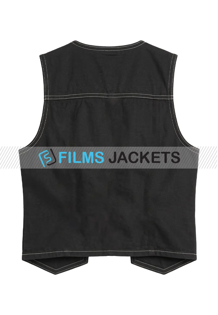 Women Black Suede Leather Vest black suede leather vest