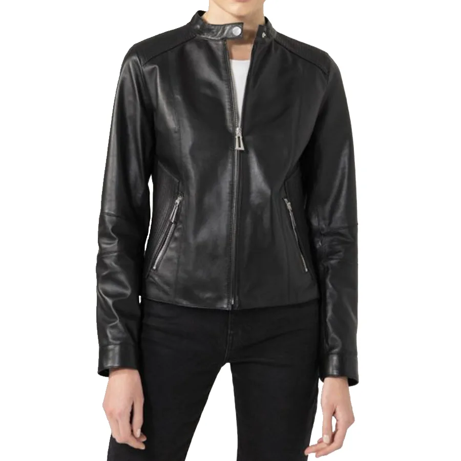 Women Business Casual Biker Black Jacket women-casual-biker-black-jacket