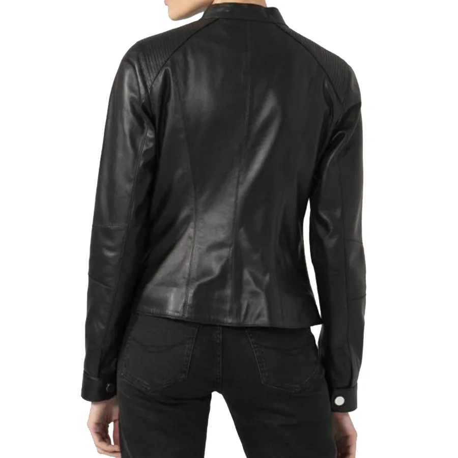 Women Business Casual Biker Black Jacket women-casual-biker-black-jacket