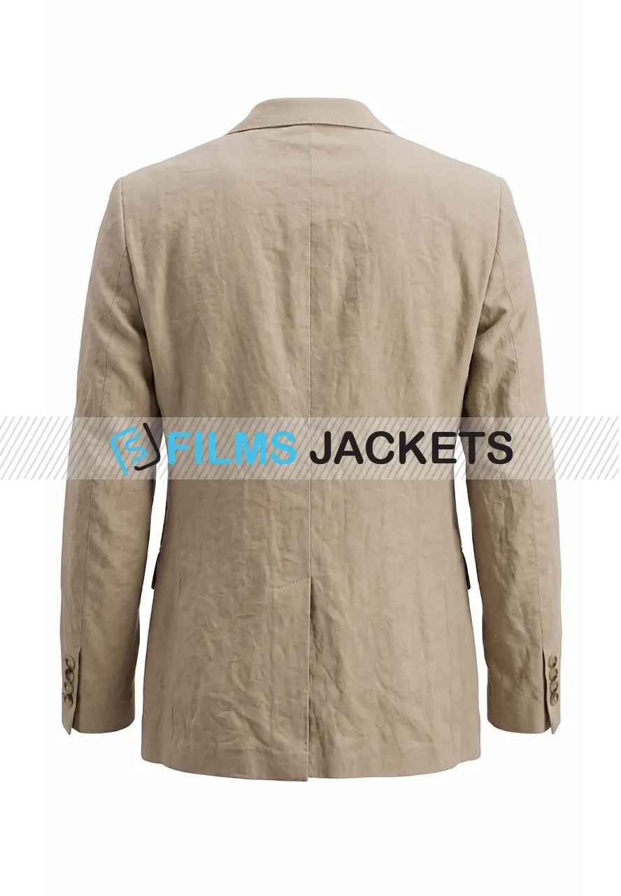 Men Two Button Cotton Blazer men beige cotton blazer