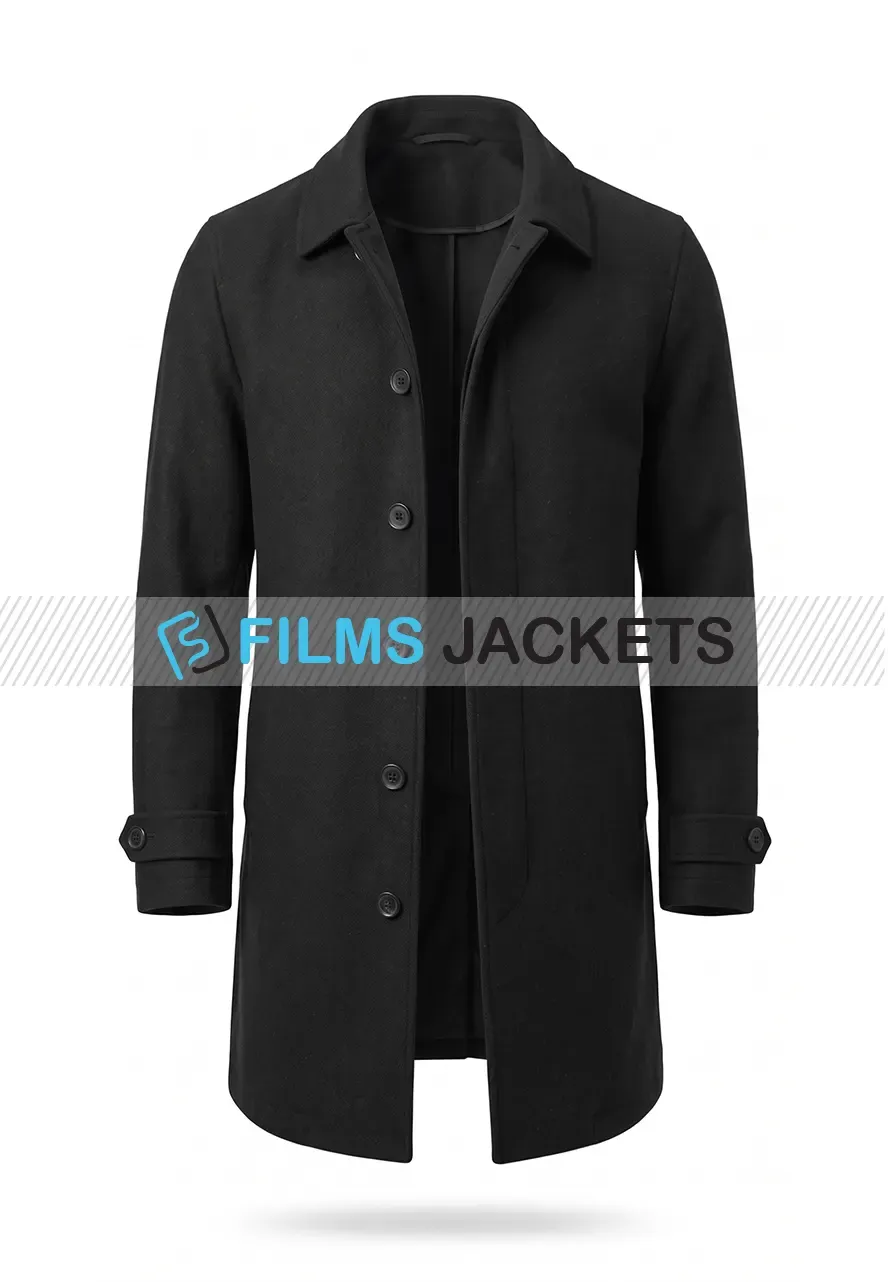 Men Black Single Breasted Car Coat men black single breasted car coat