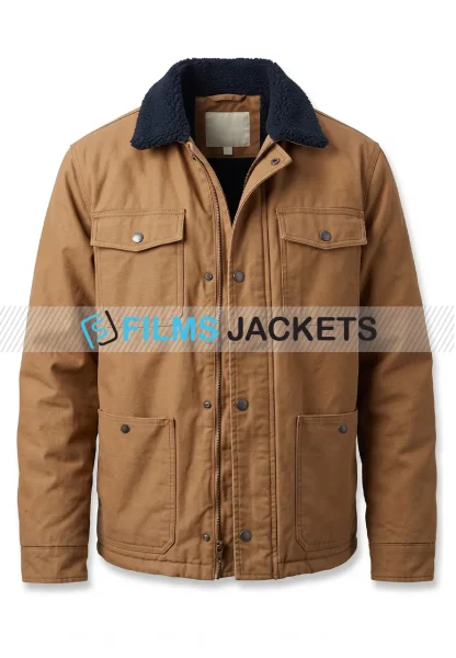 men brown cotton jacket