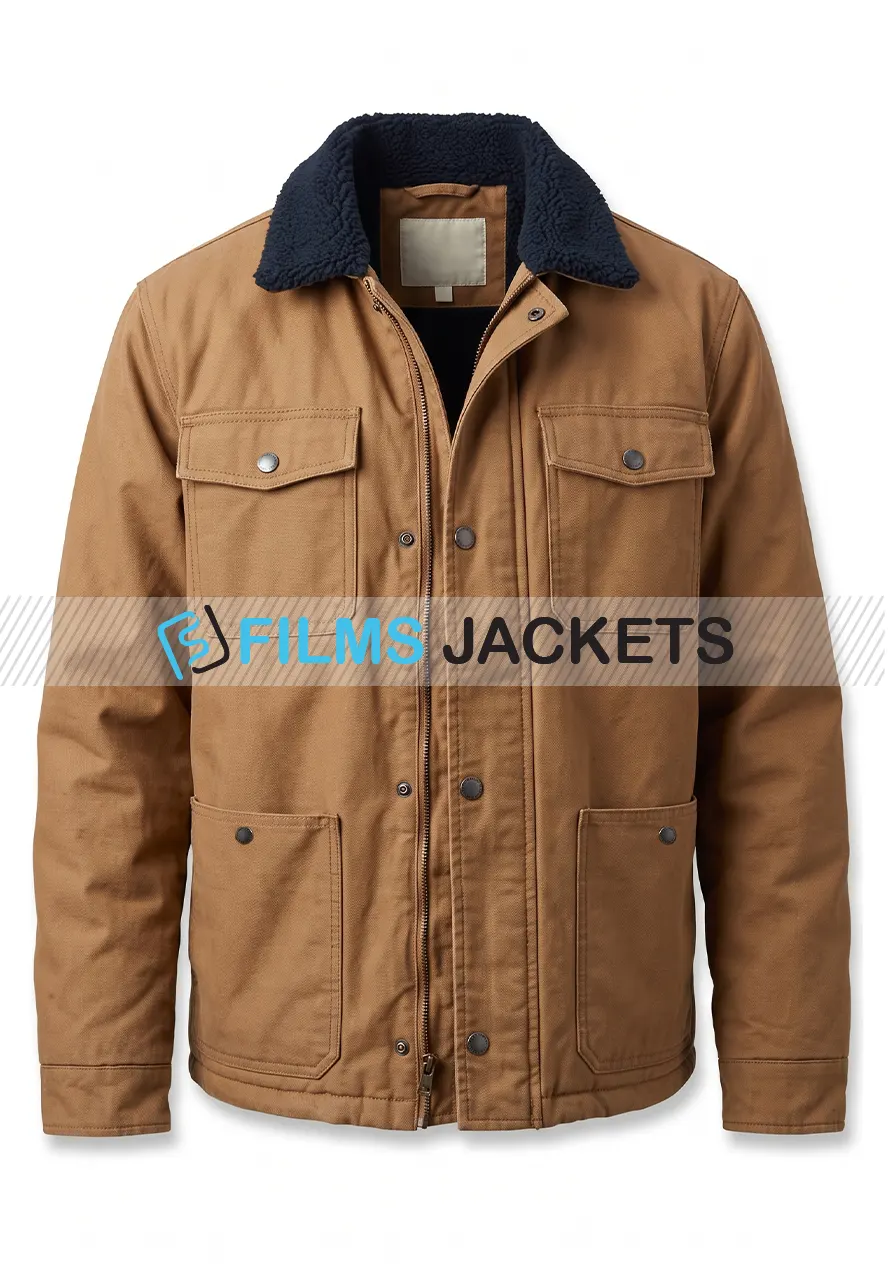 Men Brown Cotton Jacket men brown cotton jacket