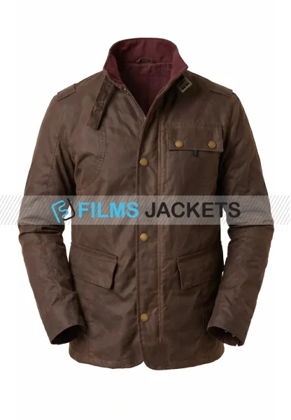 men brown waxed cotton jacket