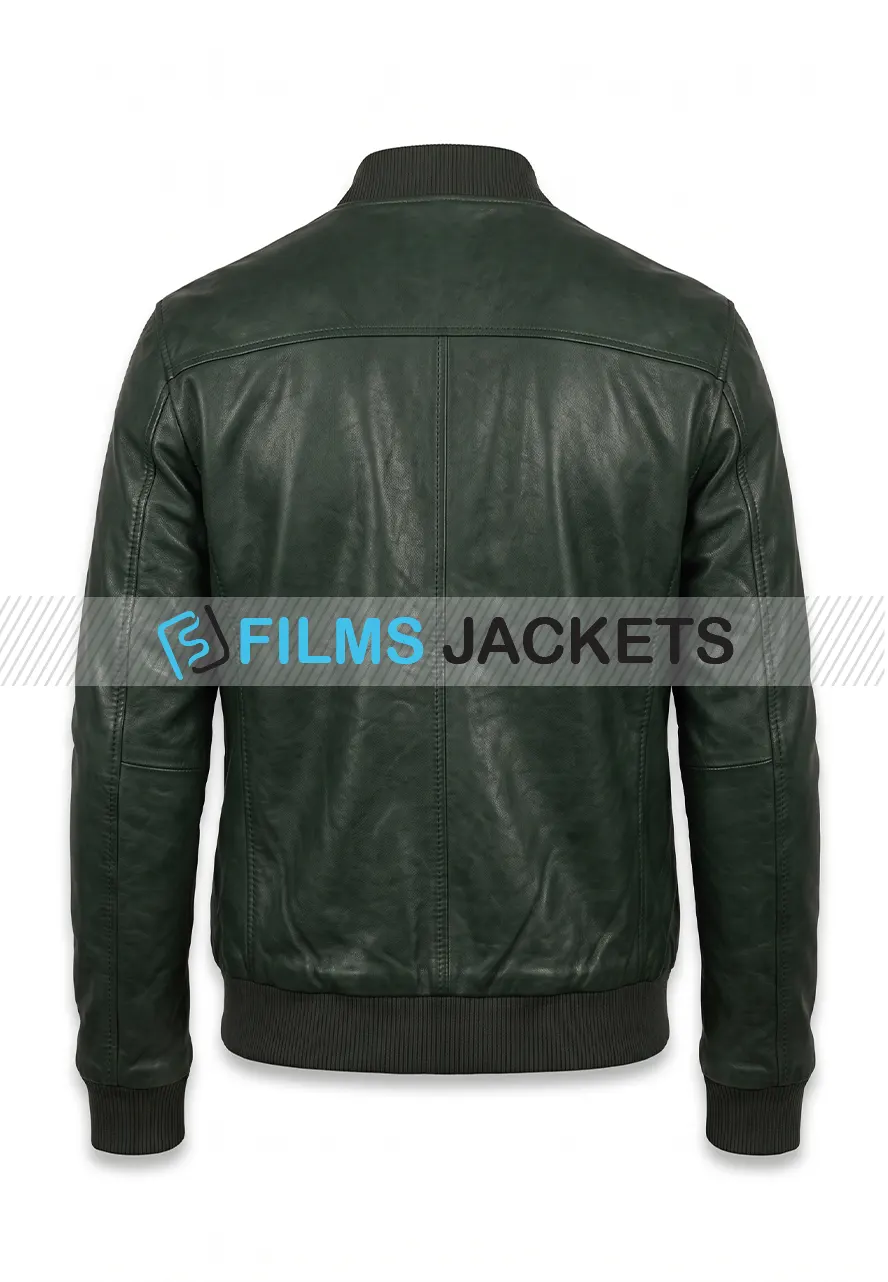 Men Green Bomber Leather Jacket men dark green leather bomber jacket