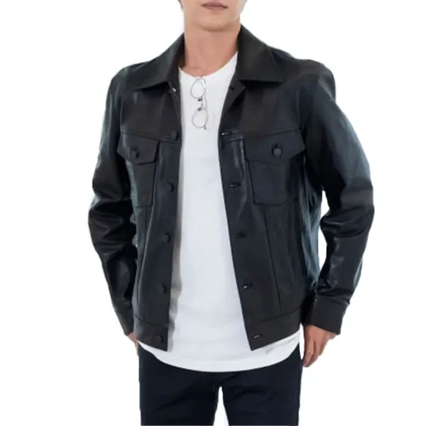 hanklin-black-leather-trucker-jacket
