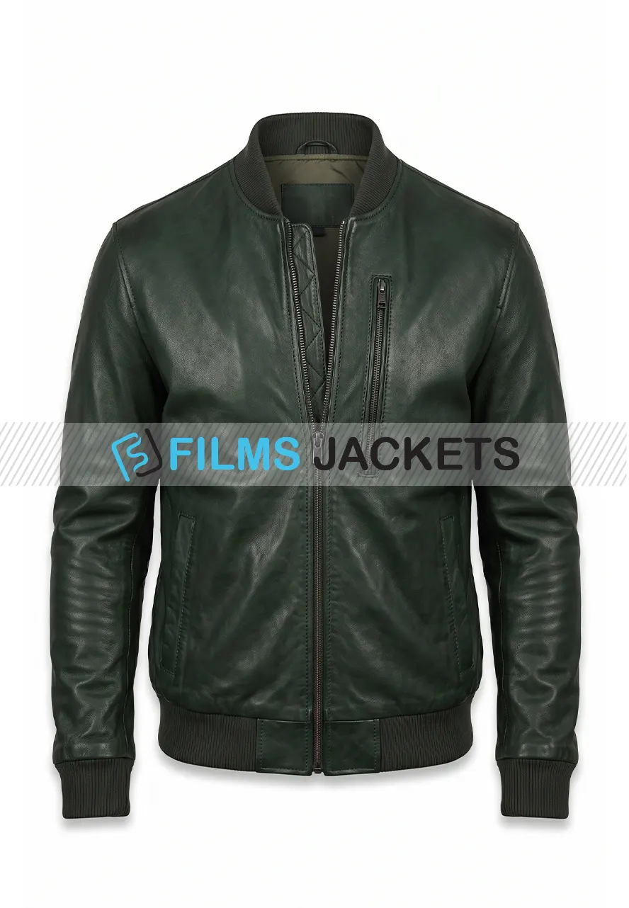 Men Green Bomber Leather Jacket men green bomber leather jacket