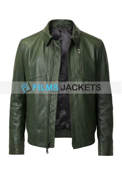 men green leather jacket