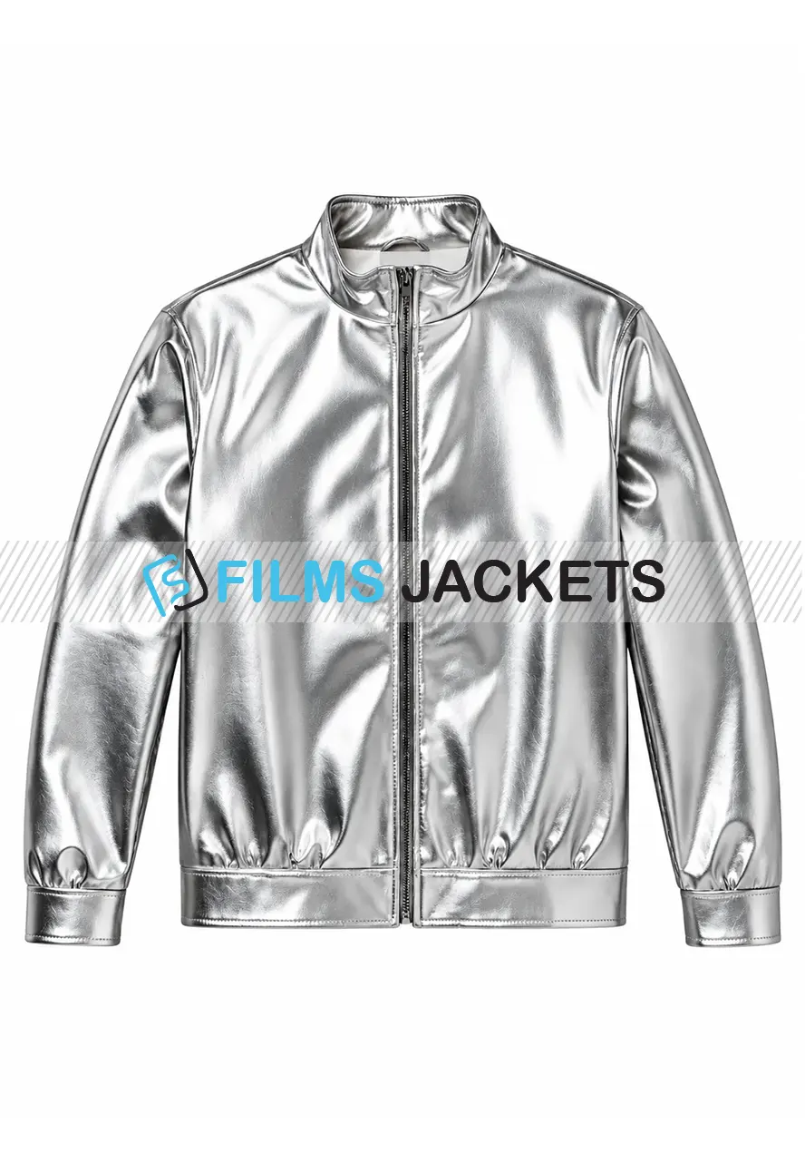 Men Metallic Silver Faux Leather Jacket men metallic silver faux leather jacket