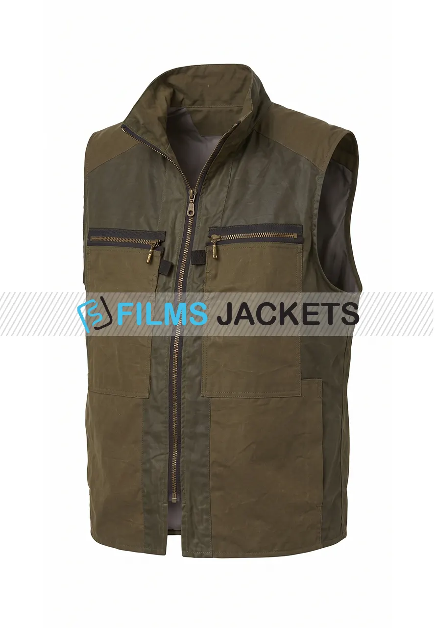 Men Olive Green Waxed Cotton Vest men olive green waxed cotton vest