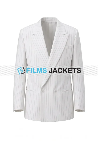 men pinstripe double breasted blazer