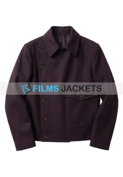 men purplish brown peacoat