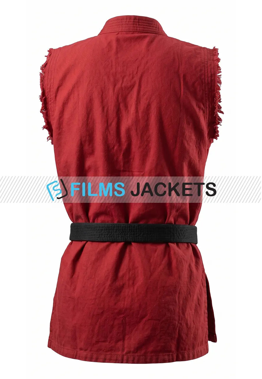 Men Sleeveless Red Karate Gi men red karate gi with black belt