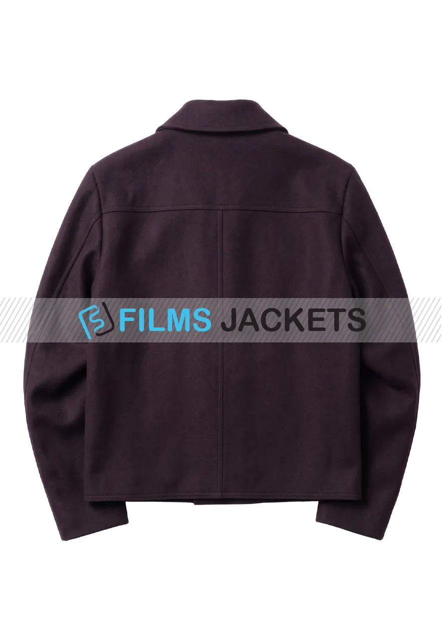 Men Purplish Brown Wool Peacoat men wool peacoat