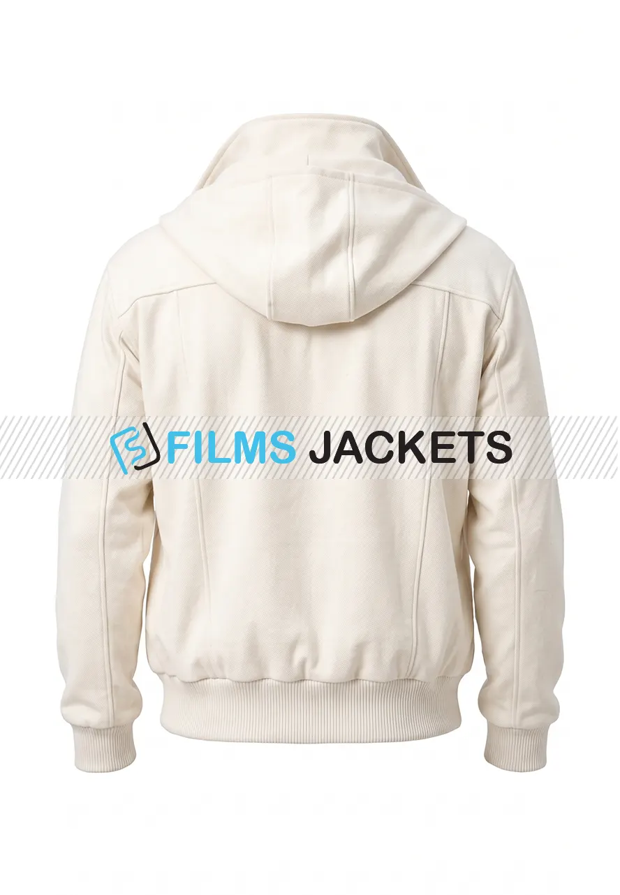 Men's White Flap Pocket Bomber Jacket mens white fleece bomber jacket