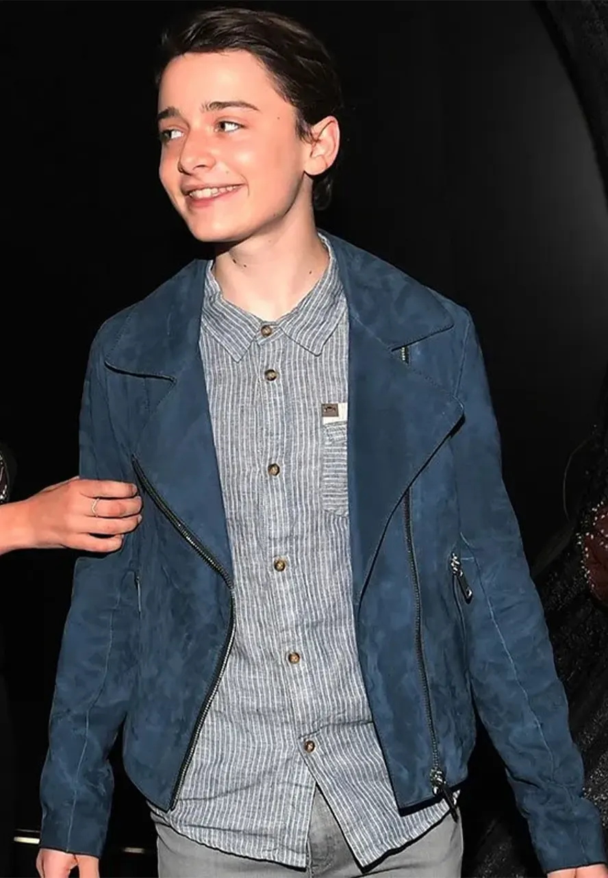 Stranger Things Noah Schnapp Blue Leather Jacket noah schnapp jacket
